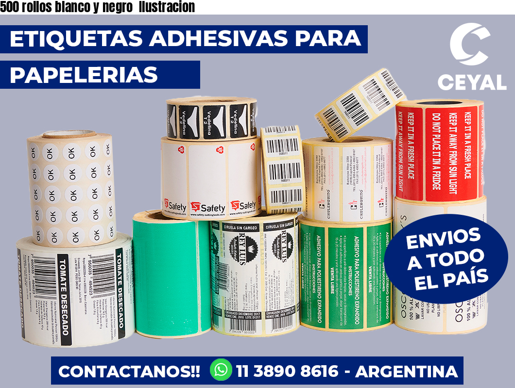 500 rollos blanco y negro Ilustracion