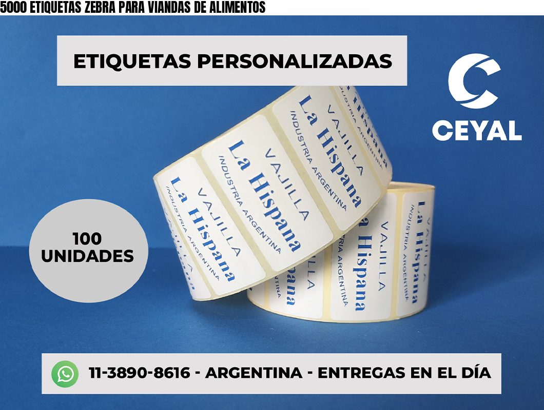 5000 ETIQUETAS ZEBRA PARA VIANDAS DE ALIMENTOS