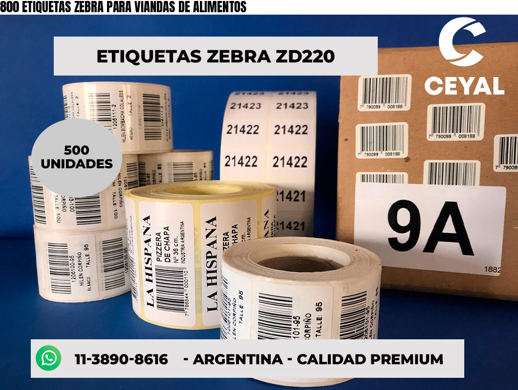 800 ETIQUETAS ZEBRA PARA VIANDAS DE ALIMENTOS