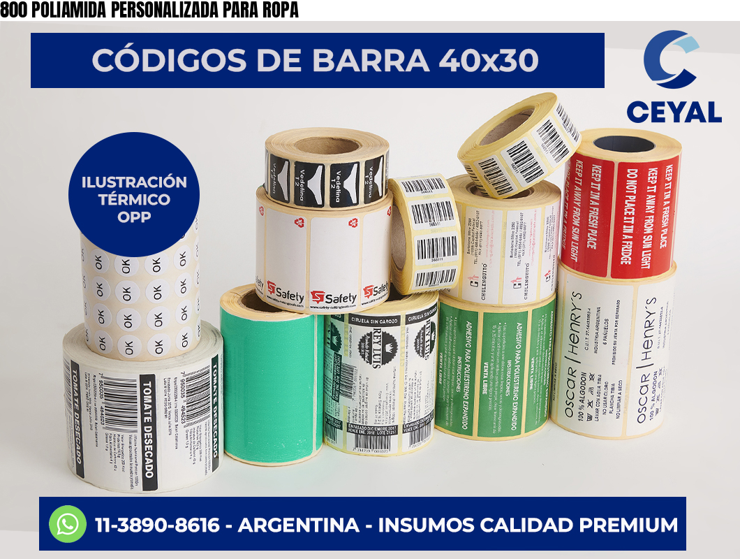 800 POLIAMIDA PERSONALIZADA PARA ROPA | Sato zebra Tsc Insumos