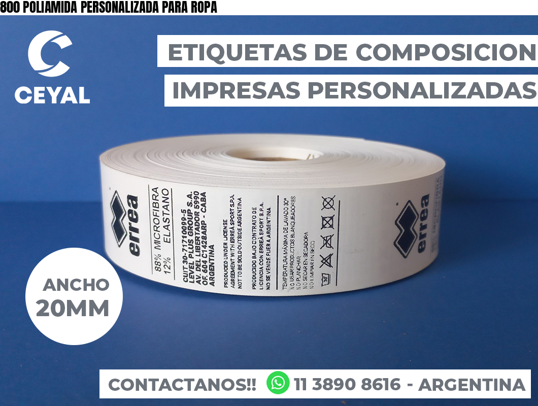 800 POLIAMIDA PERSONALIZADA PARA ROPA | Sato zebra Tsc Insumos