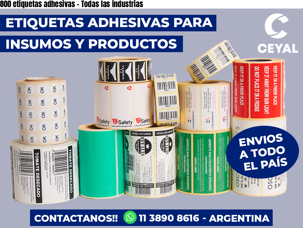 800 etiquetas adhesivas – Todas las industrias