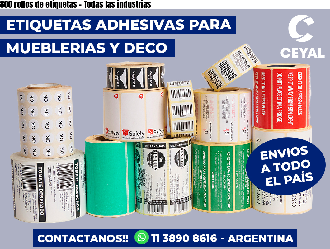 800 rollos de etiquetas - Todas las industrias