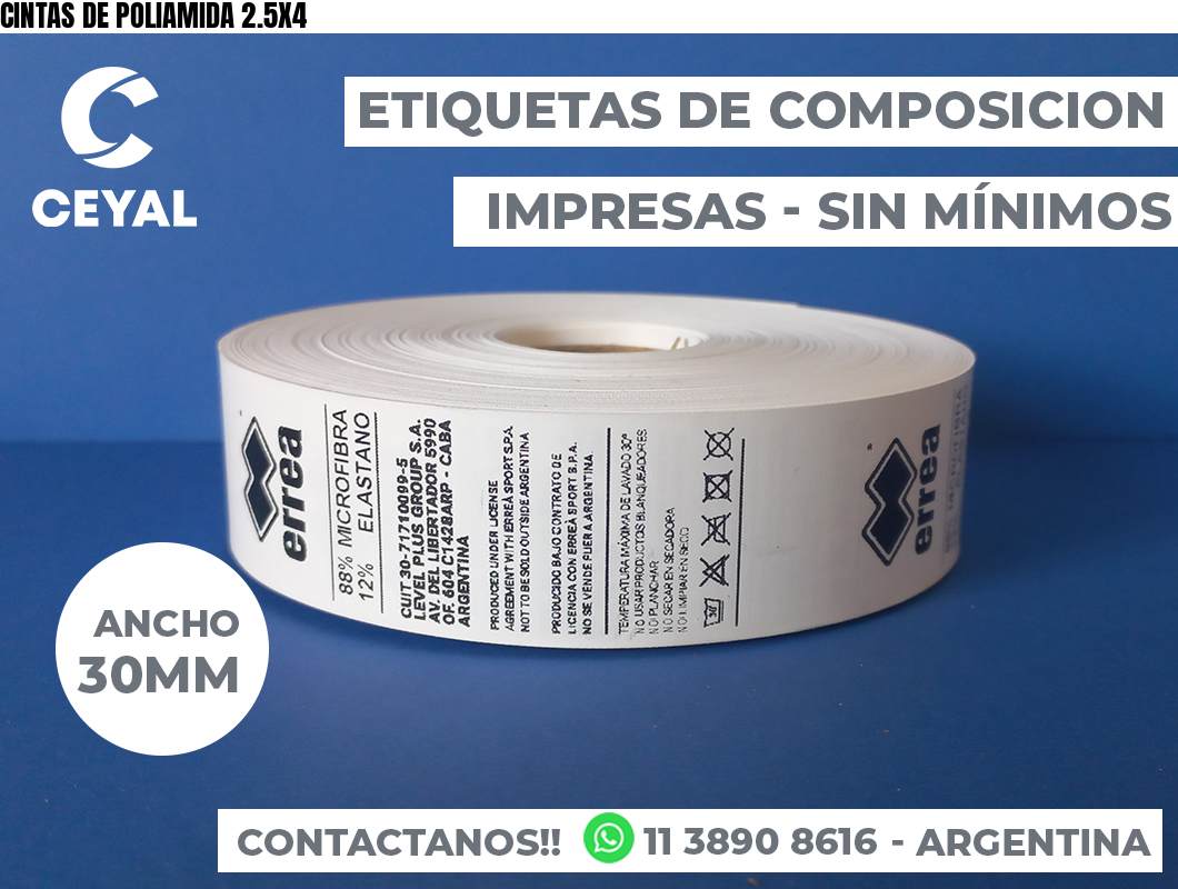 CINTAS DE POLIAMIDA 2.5X4