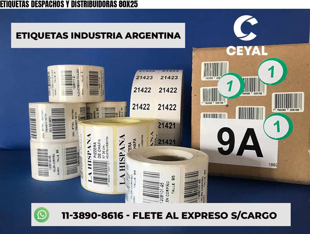 ETIQUETAS DESPACHOS Y DISTRIBUIDORAS 80X25