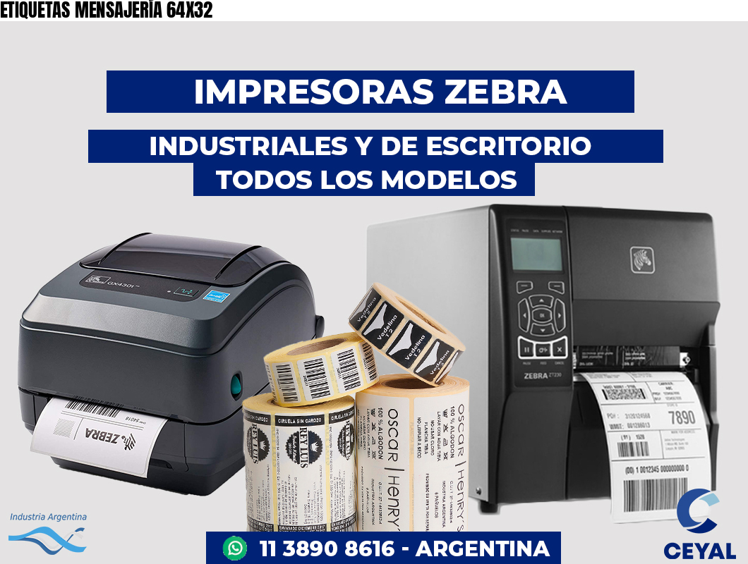 ETIQUETAS MENSAJERÍA 64X32