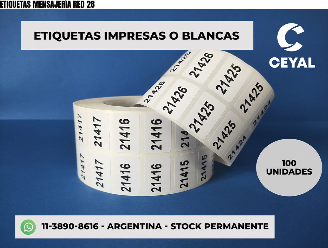 ETIQUETAS MENSAJERÍA RED 28