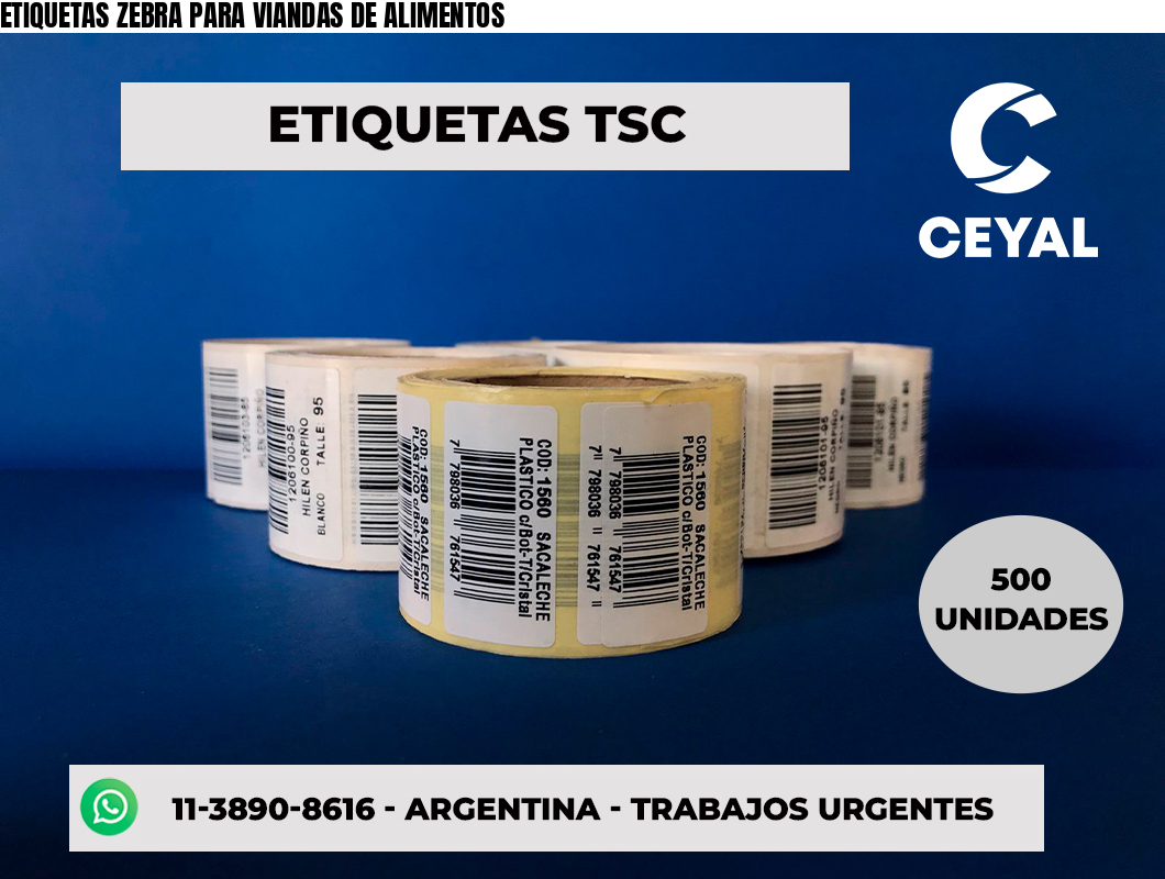 ETIQUETAS ZEBRA PARA VIANDAS DE ALIMENTOS