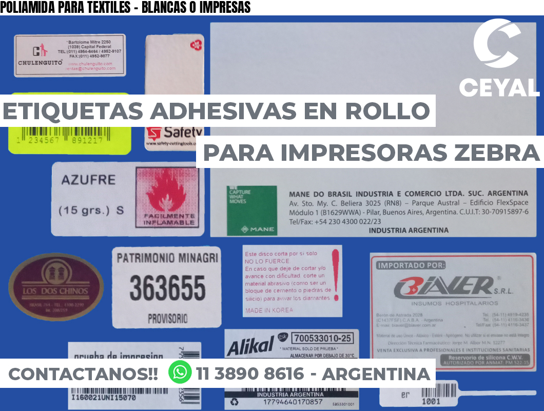POLIAMIDA PARA TEXTILES - BLANCAS O IMPRESAS