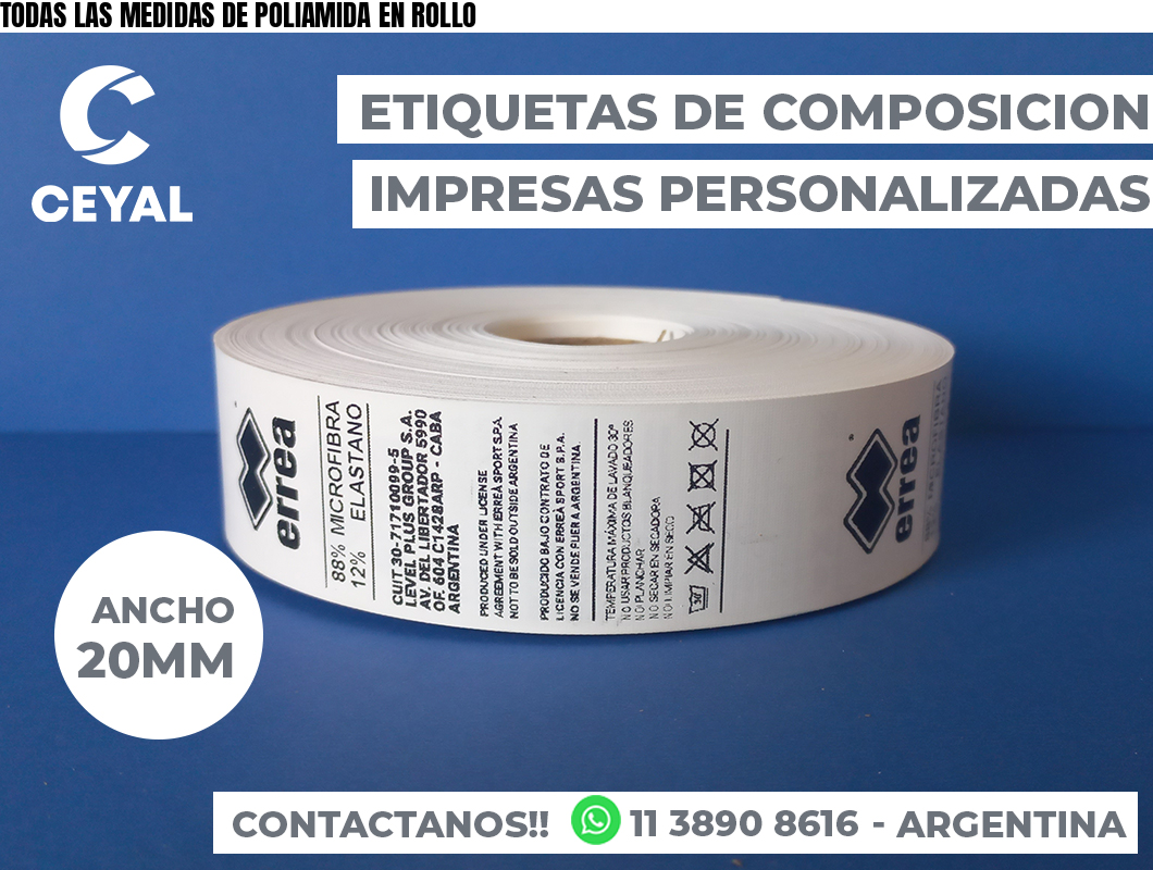 TODAS LAS MEDIDAS DE POLIAMIDA EN ROLLO