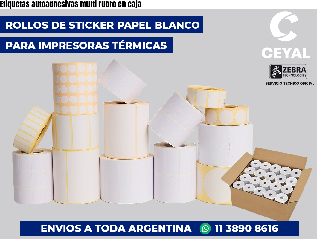 Etiquetas autoadhesivas multi rubro en caja
