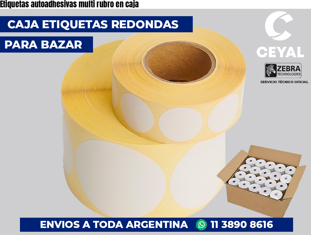 Etiquetas autoadhesivas multi rubro en caja