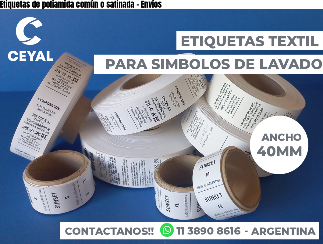 Etiquetas de poliamida común o satinada - Envíos