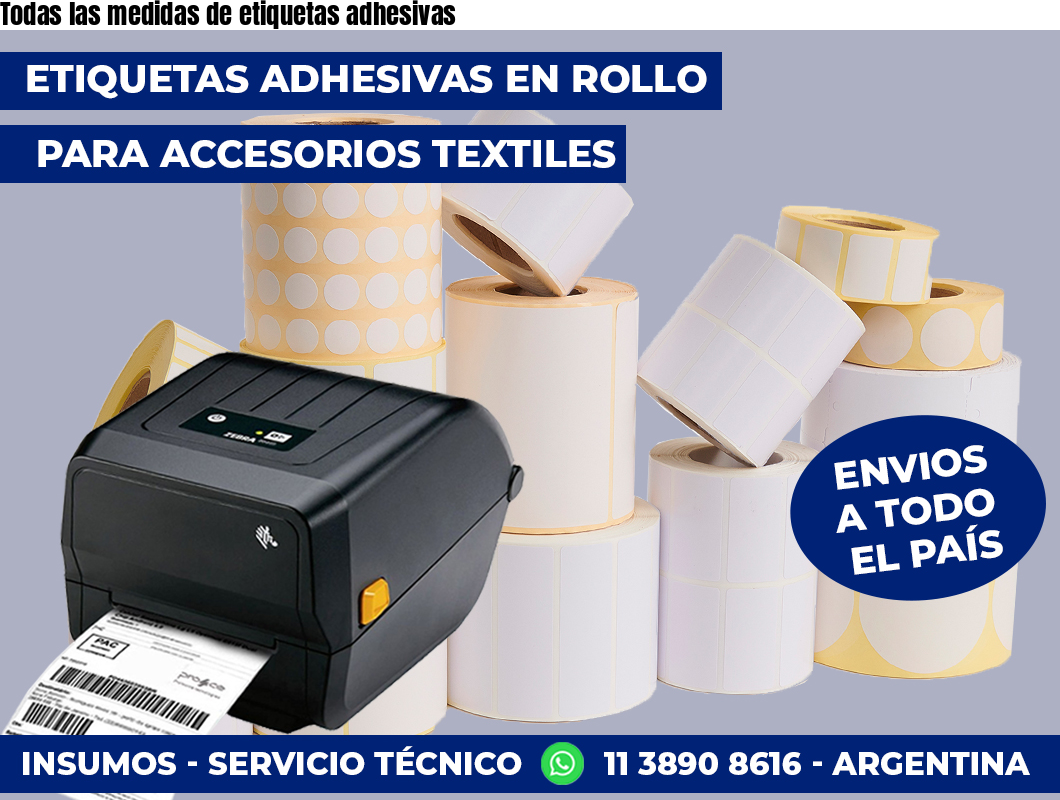 Todas las medidas de etiquetas adhesivas