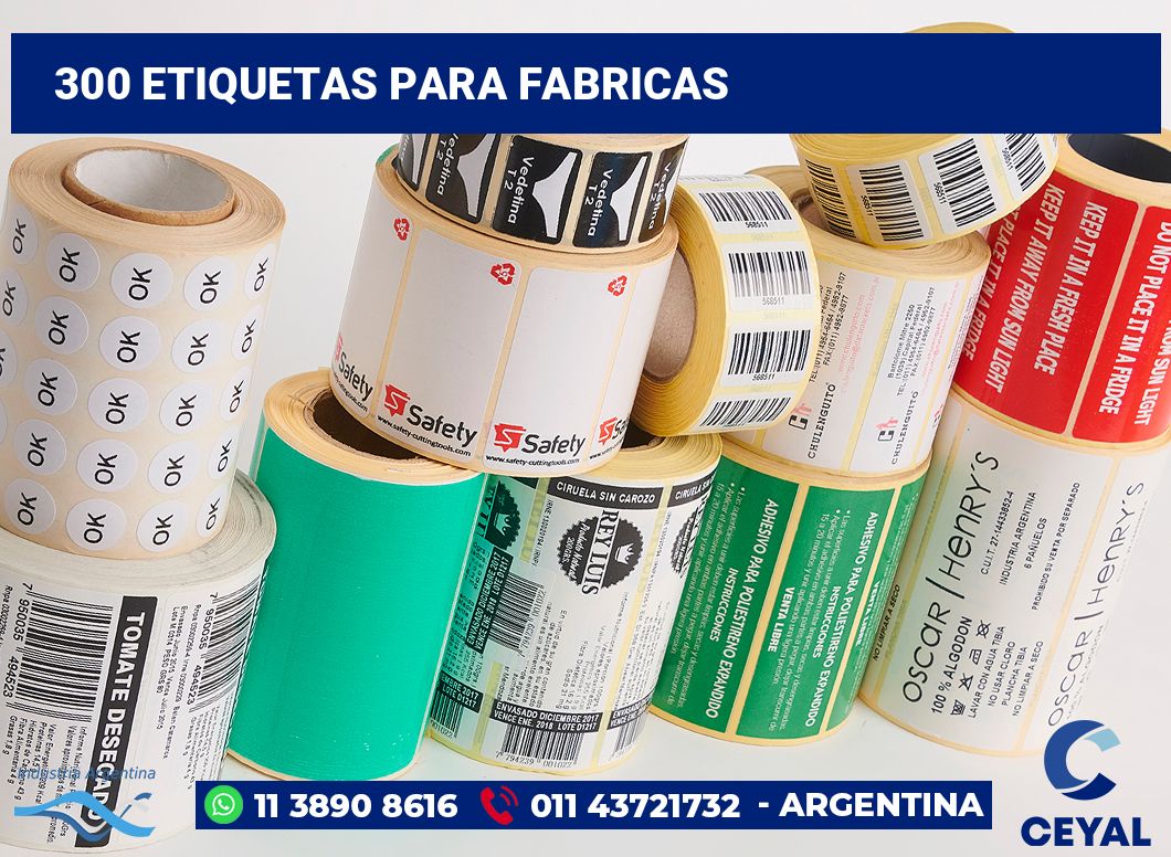 300 Etiquetas para fabricas