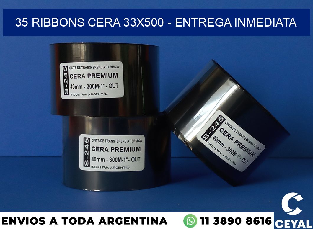 35 Ribbons cera 33×500 – Entrega inmediata