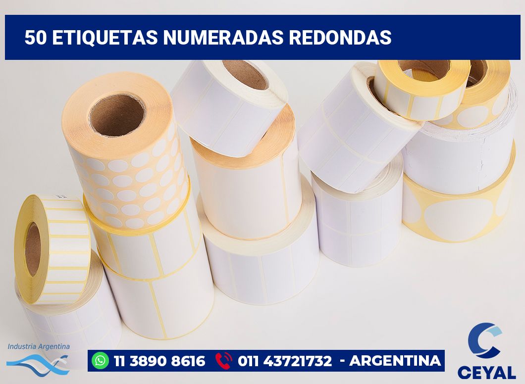 50 Etiquetas numeradas redondas