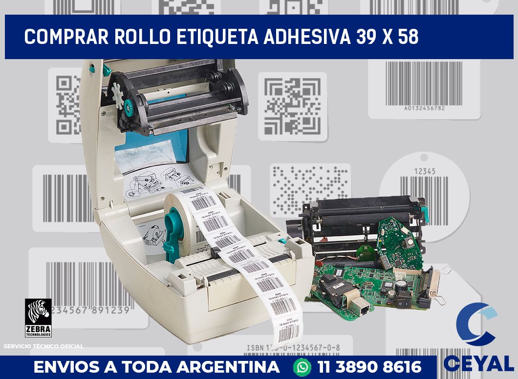 Comprar rollo etiqueta adhesiva 39 x 58
