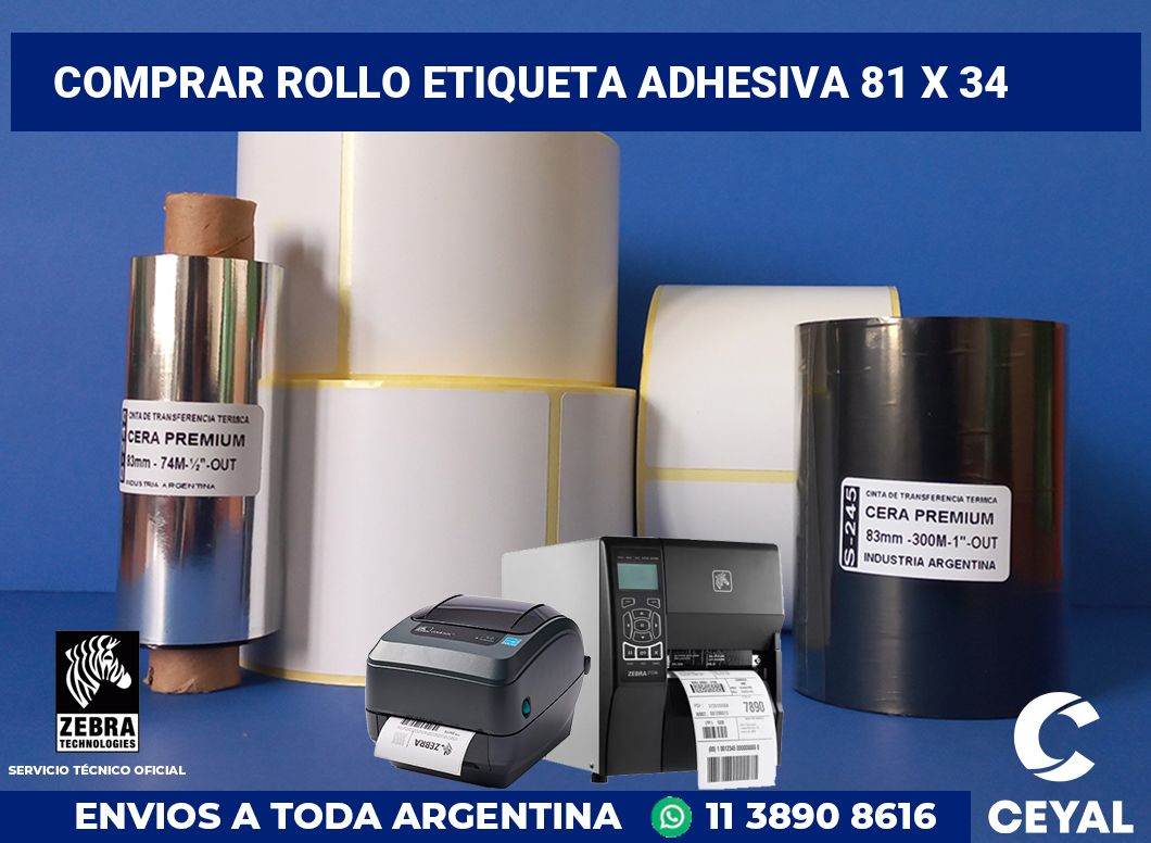 Comprar rollo etiqueta adhesiva 81 x 34