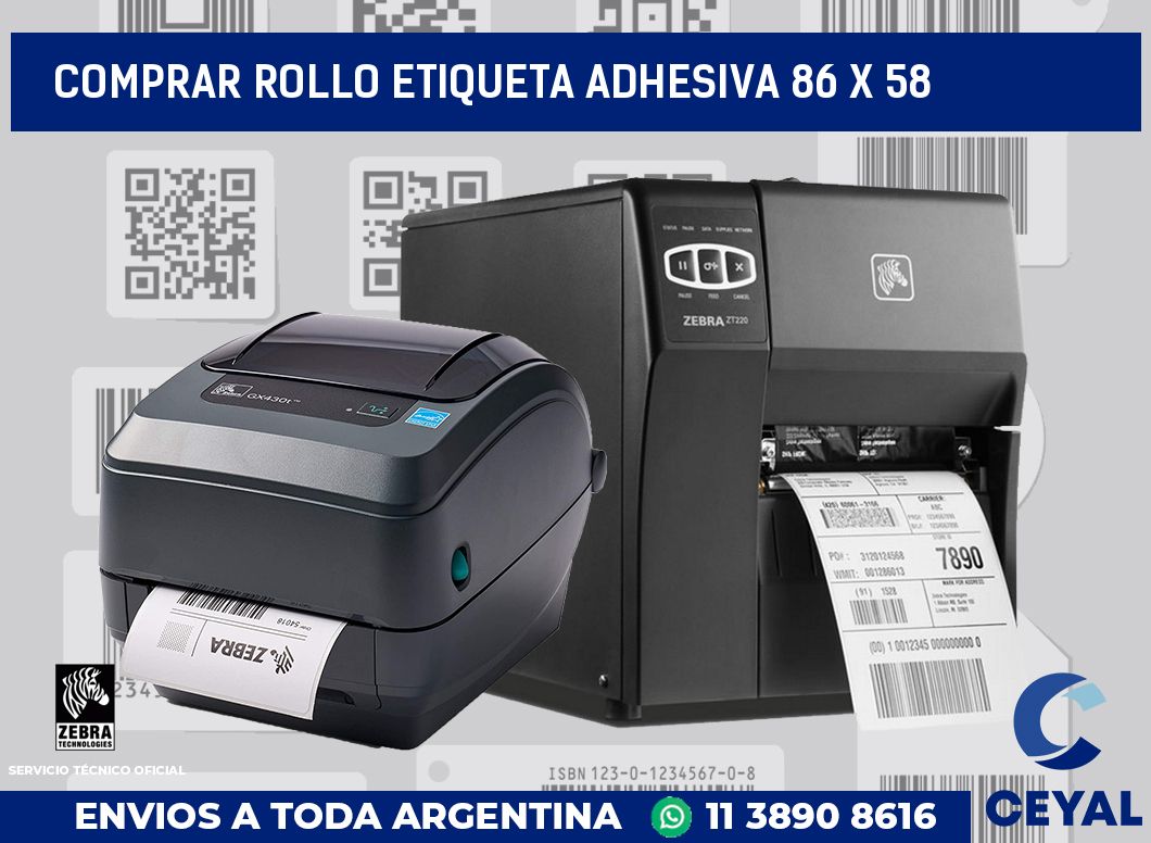 Comprar rollo etiqueta adhesiva 86 x 58