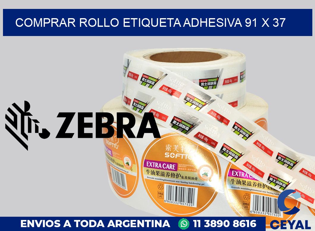 Comprar rollo etiqueta adhesiva 91 x 37