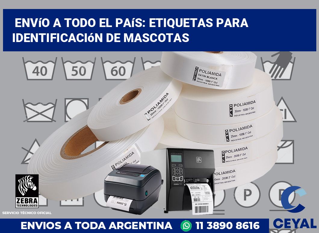 Envío a Todo el País: Etiquetas para Identificación de Mascotas