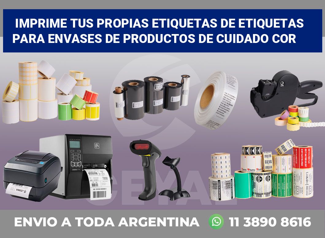 Imprime tus Propias Etiquetas de Etiquetas para Envases de Productos de Cuidado Cor