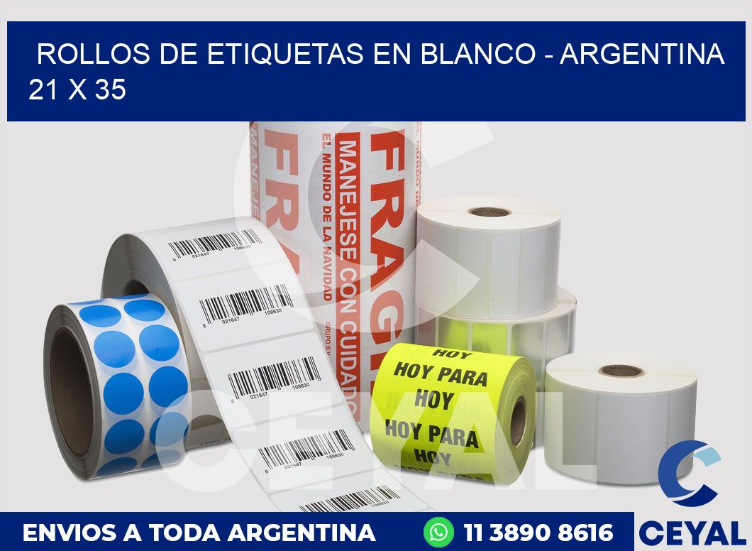 Rollos de etiquetas en blanco - Argentina 21 x 35