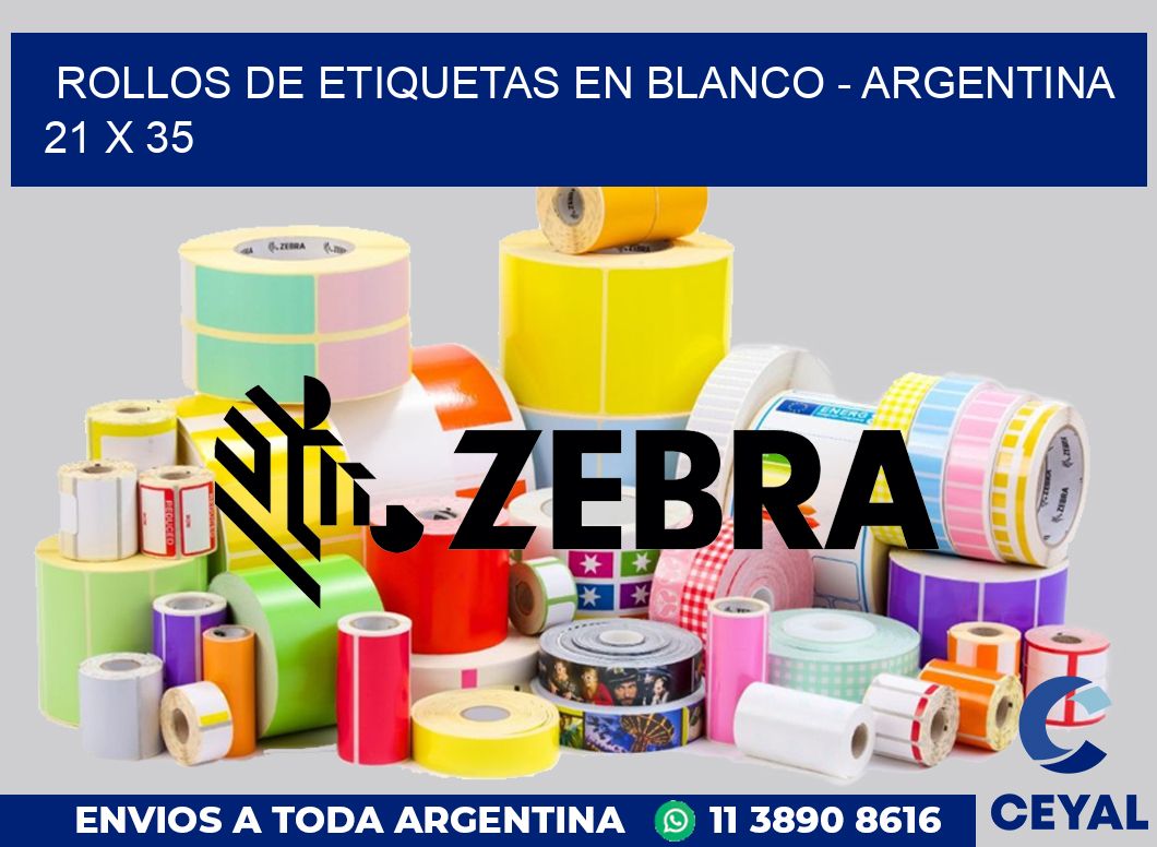 Rollos de etiquetas en blanco - Argentina 21 x 35