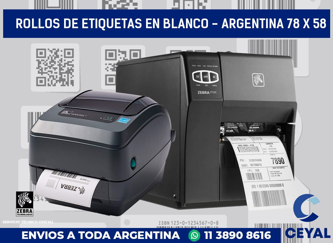 Rollos de etiquetas en blanco - Argentina 78 x 58