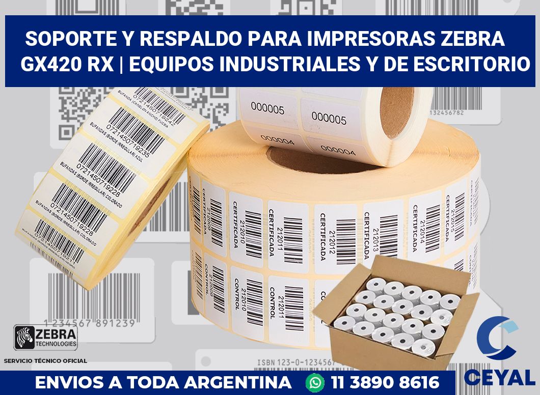 Soporte y respaldo para impresoras Zebra GX420 RX | Equipos industriales y de escritorio
