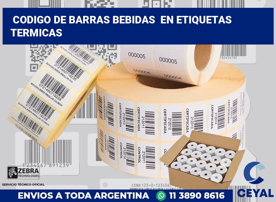 codigo de barras bebidas  en etiquetas termicas