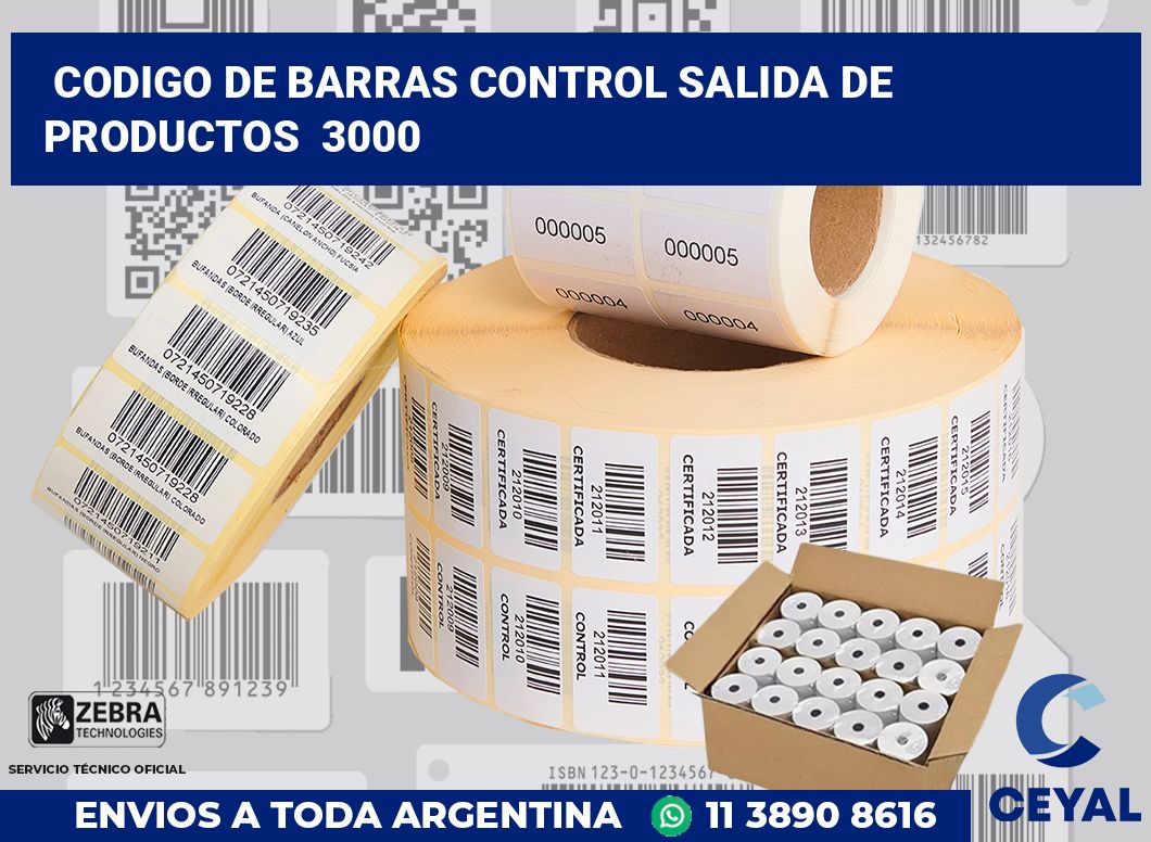 codigo de barras control salida de productos  3000
