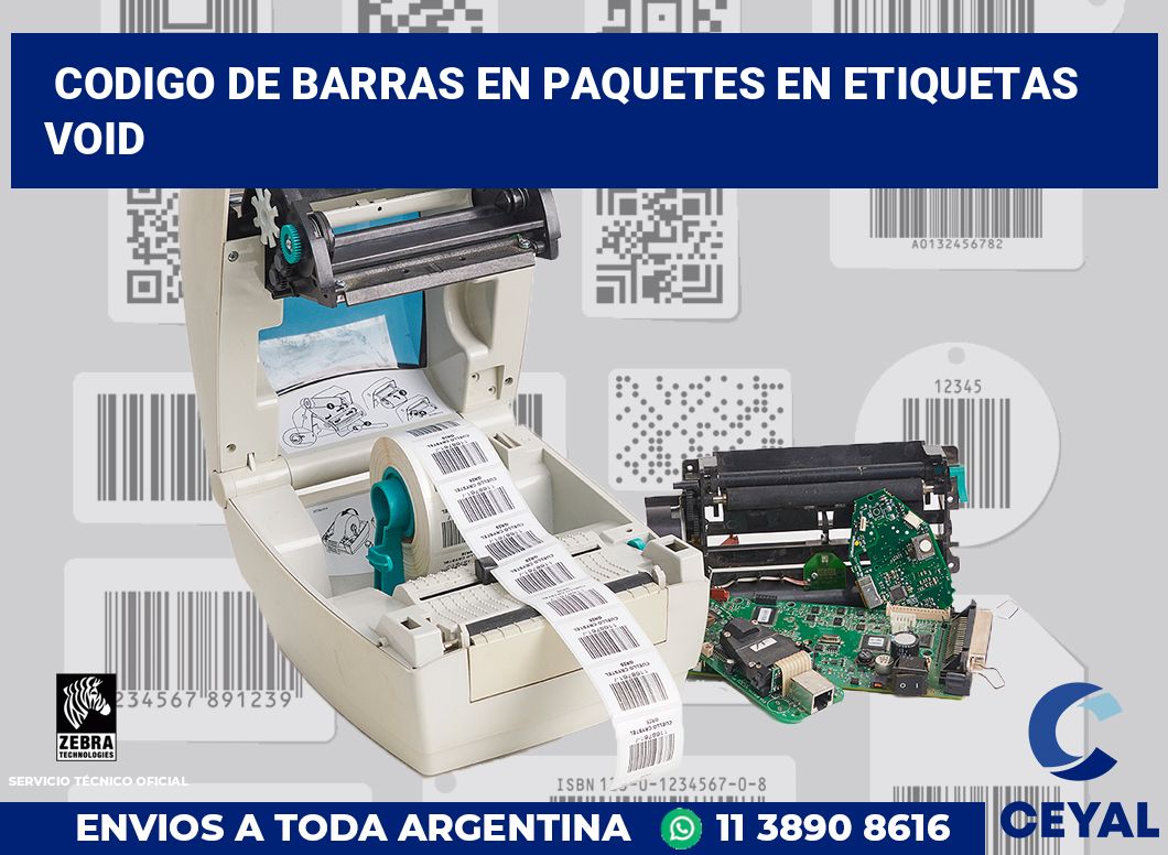 codigo de barras en paquetes en etiquetas VOID