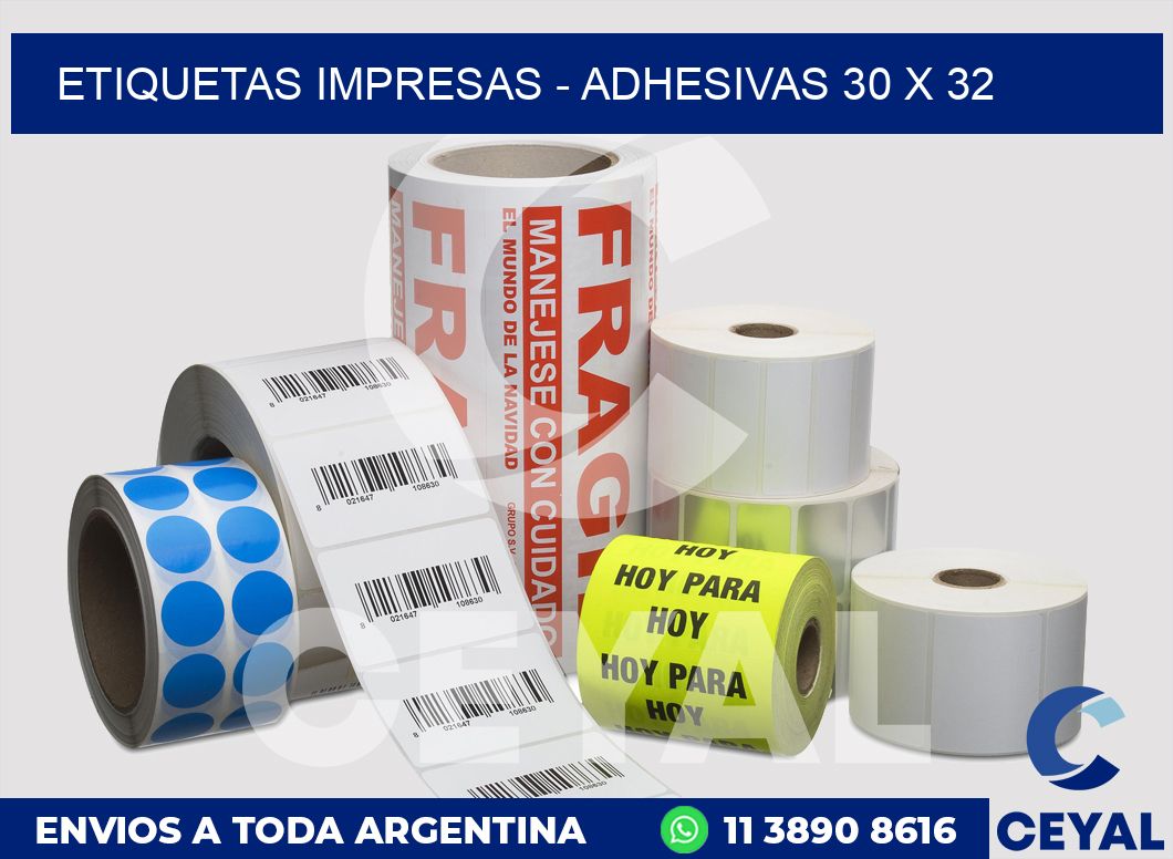 etiquetas impresas - Adhesivas 30 x 32