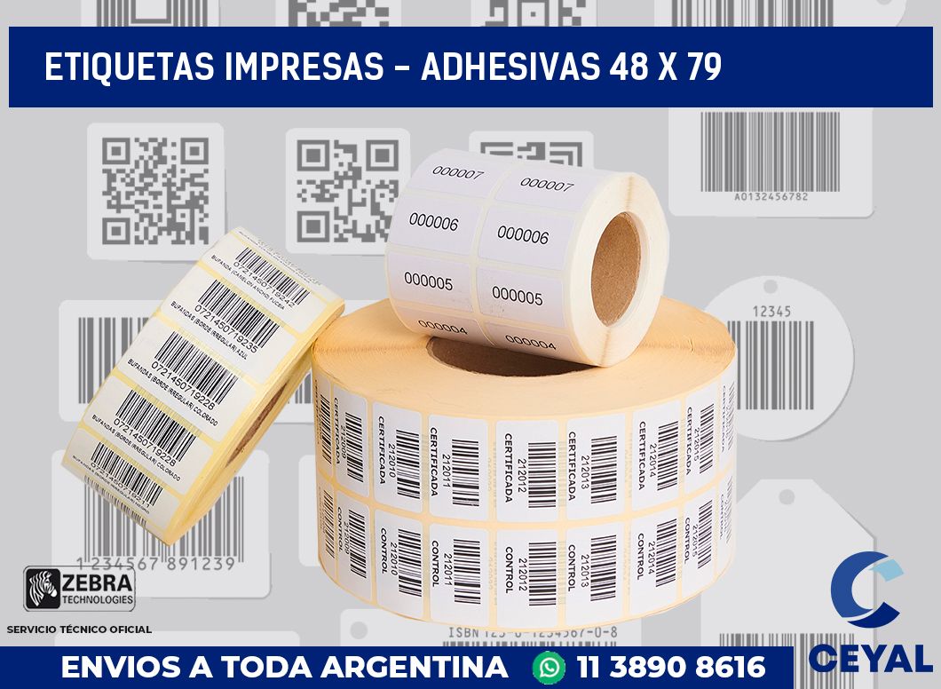 etiquetas impresas - Adhesivas 48 x 79
