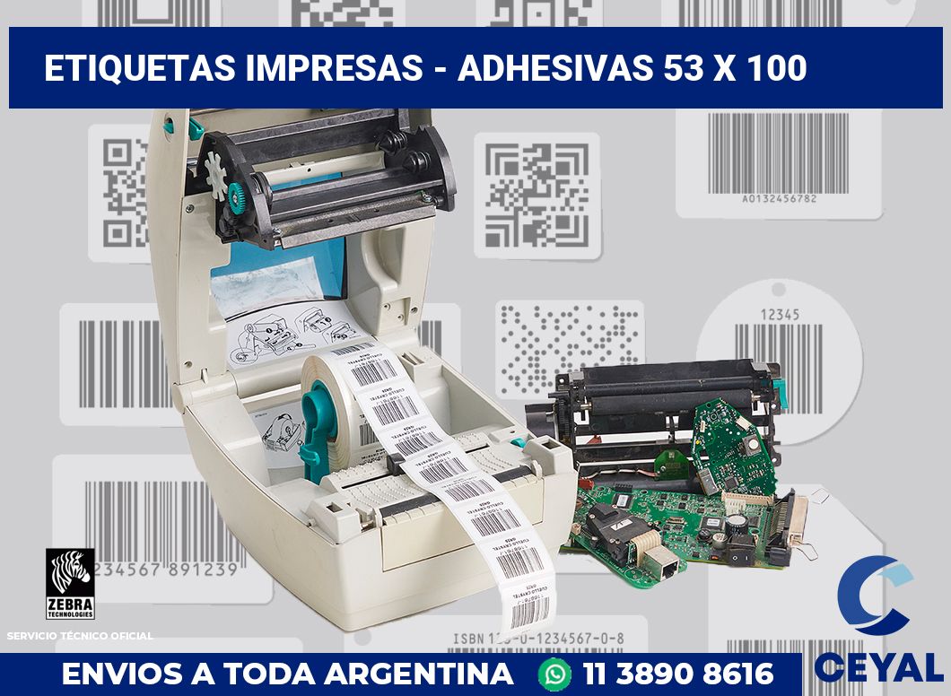etiquetas impresas - Adhesivas 53 x 100