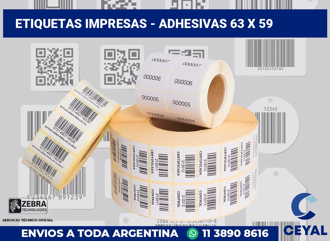 etiquetas impresas - Adhesivas 63 x 59