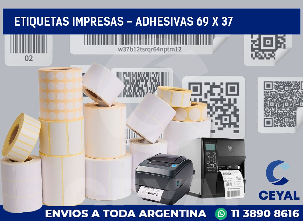 etiquetas impresas - Adhesivas 69 x 37