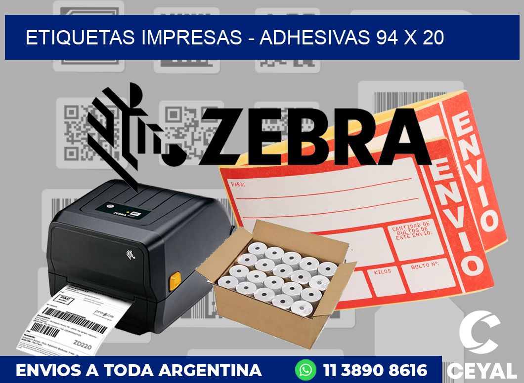 etiquetas impresas - Adhesivas 94 x 20