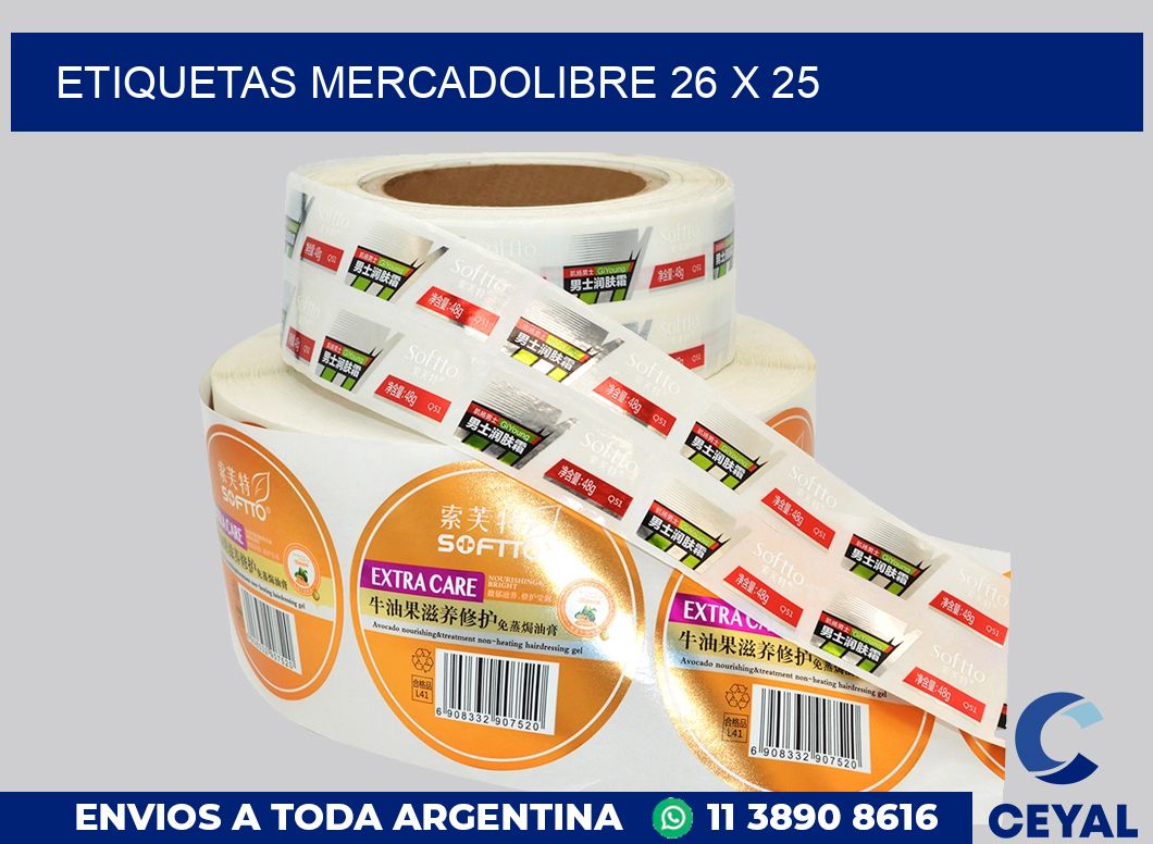 etiquetas mercadolibre 26 x 25