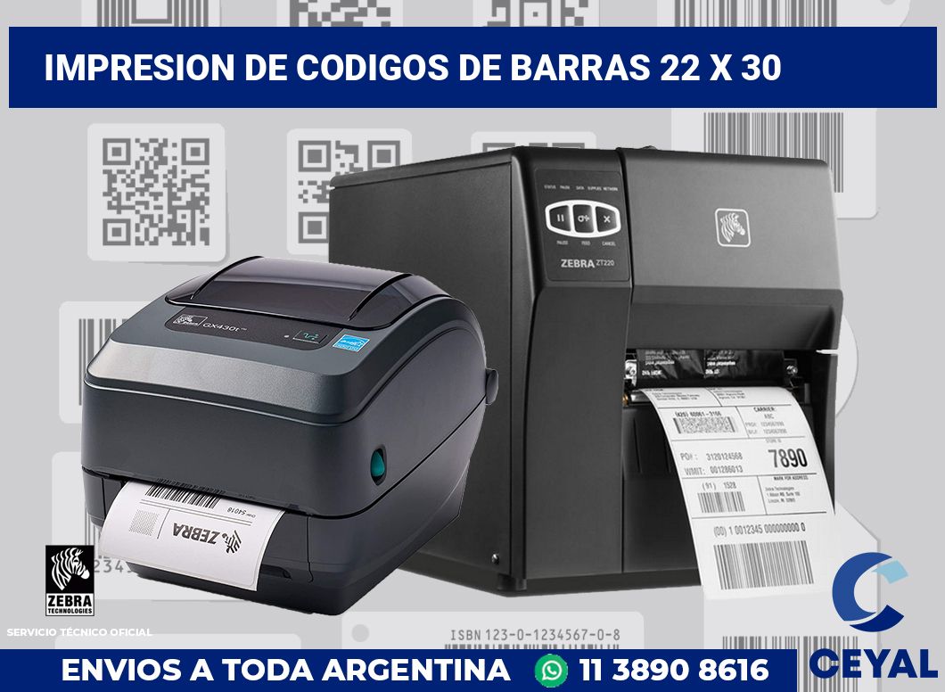 impresion de codigos de barras 22 x 30