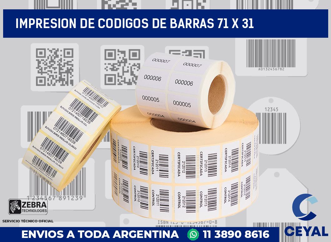 impresion de codigos de barras 71 x 31