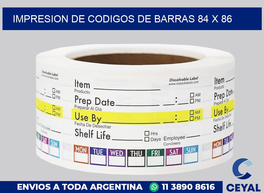 impresion de codigos de barras 84 x 86