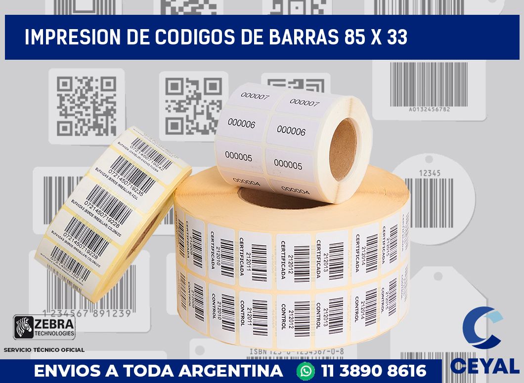 impresion de codigos de barras 85 x 33