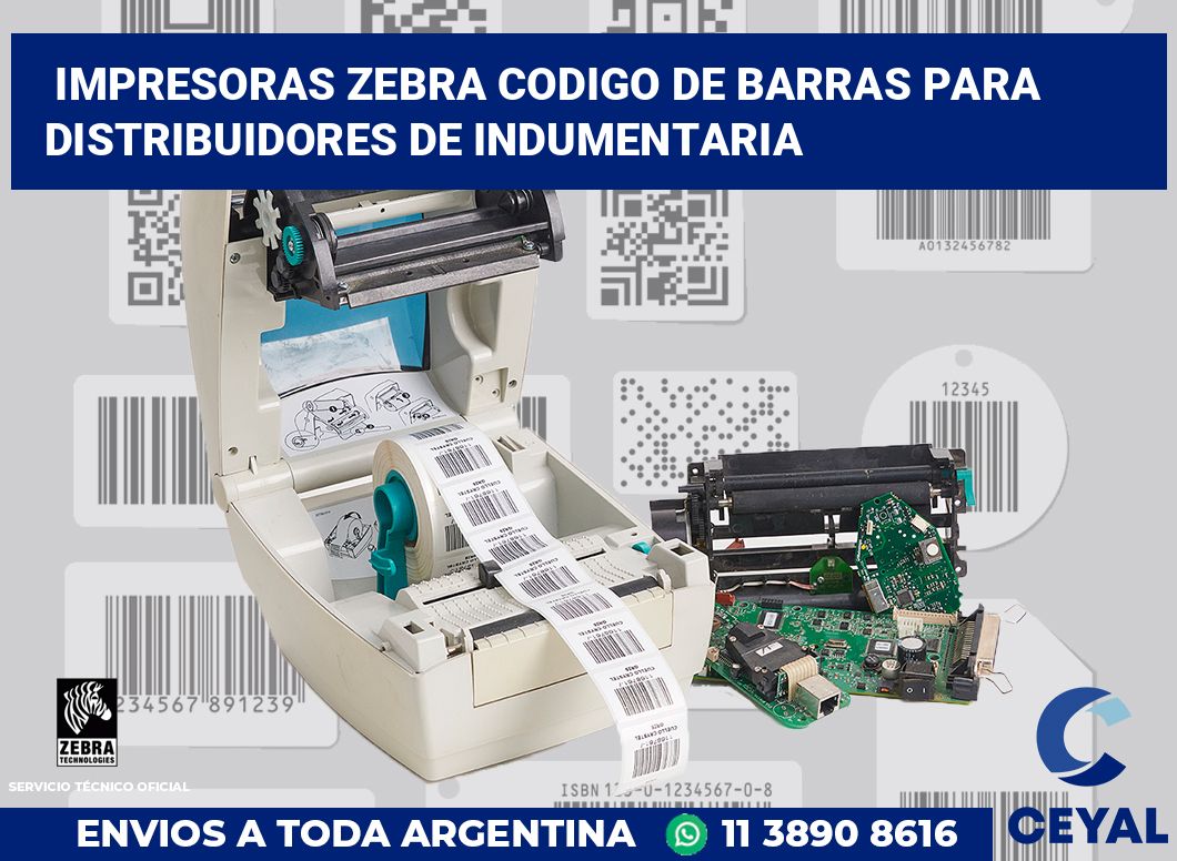 impresoras zebra codigo de barras para Distribuidores de indumentaria