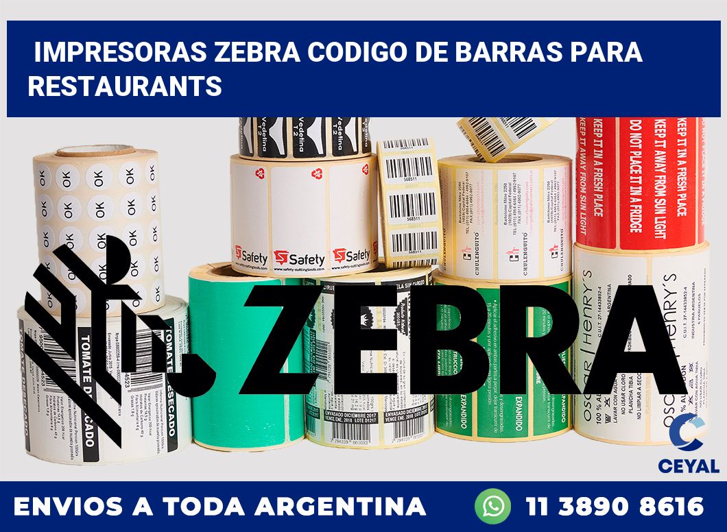 impresoras zebra codigo de barras para Restaurants