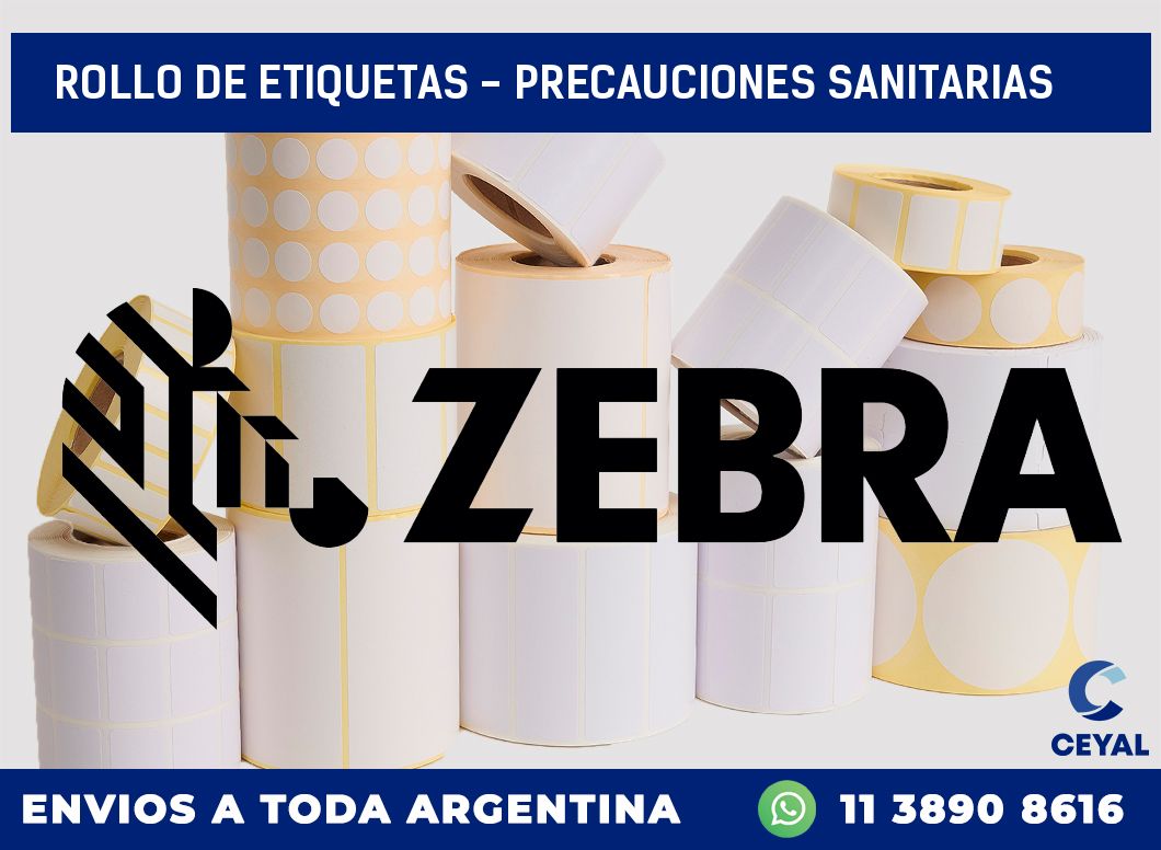 rollo de etiquetas – precauciones sanitarias