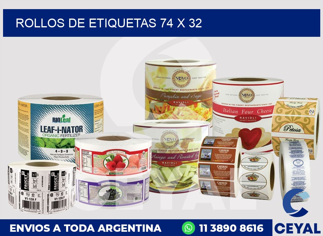 rollos de etiquetas 74 x 32
