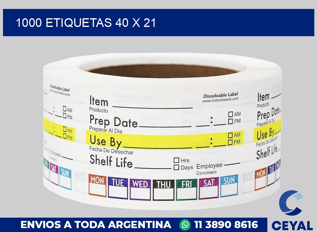 1000 etiquetas 40 x 21